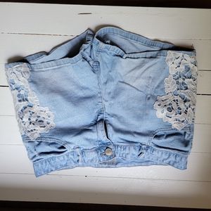 Justice Girls Plus Sz 20 Jean and Lace Shorts